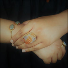 Load image into Gallery viewer, Amber Cat&#39;s Eye Cocktail Ring XL
