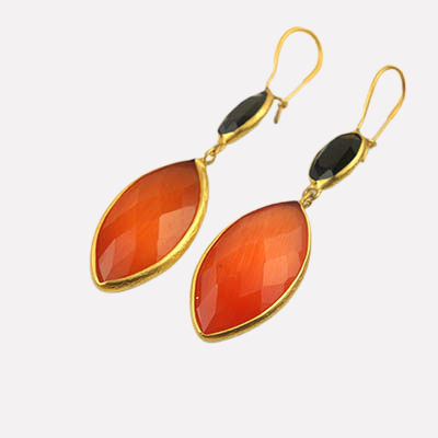 Bright Orange Teardrop Earrings