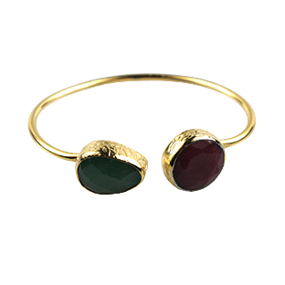 Burgundy and Green Gemstone Bracelet