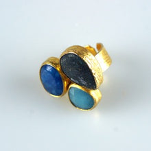 Load image into Gallery viewer, Trio Cocktail ring BLUE Mix
