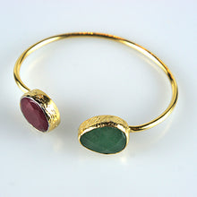 Load image into Gallery viewer, Burgundy and Green Gemstone Bracelet
