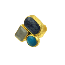 Load image into Gallery viewer, Trio Cocktail ring BLUE Mix
