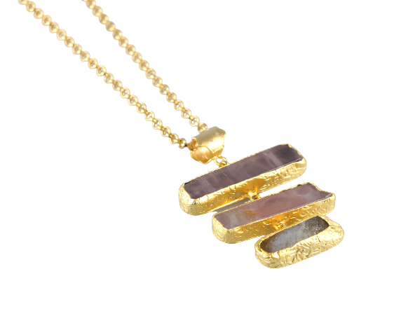 Purple Jade Triple Pendant