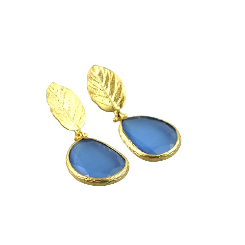 Seville Sky Blue Leaf Earrings