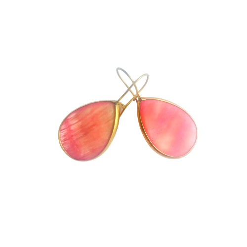 Salmon Pink Jasper Teardrop Earrings