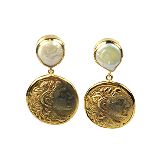 Roman Coin Earrings, Gold