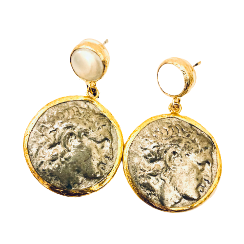 Roman Coin Earrings ,Silver