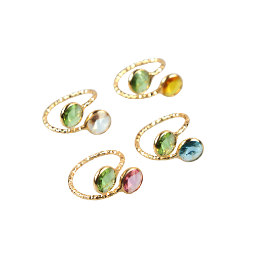 Cadix Stackable Rope Ring Green Mix