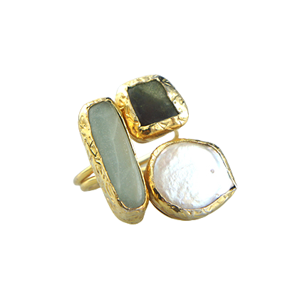 Perla Trio Ring, Black